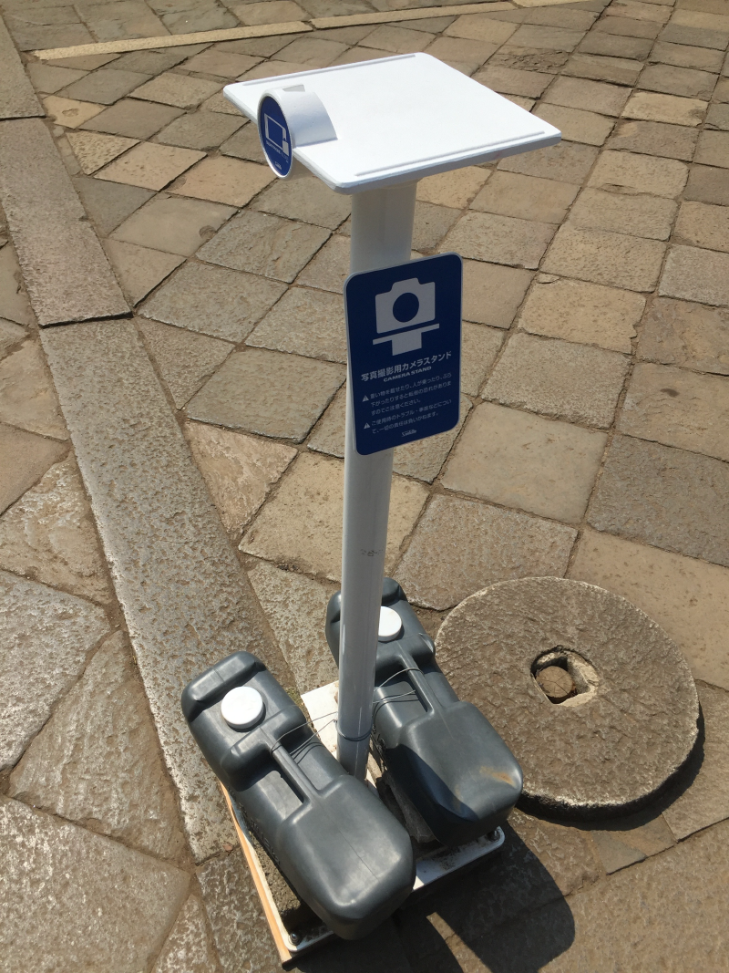Public camera stand for visitor photos