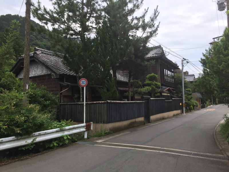 Traditional Japanese houses on quiet street
