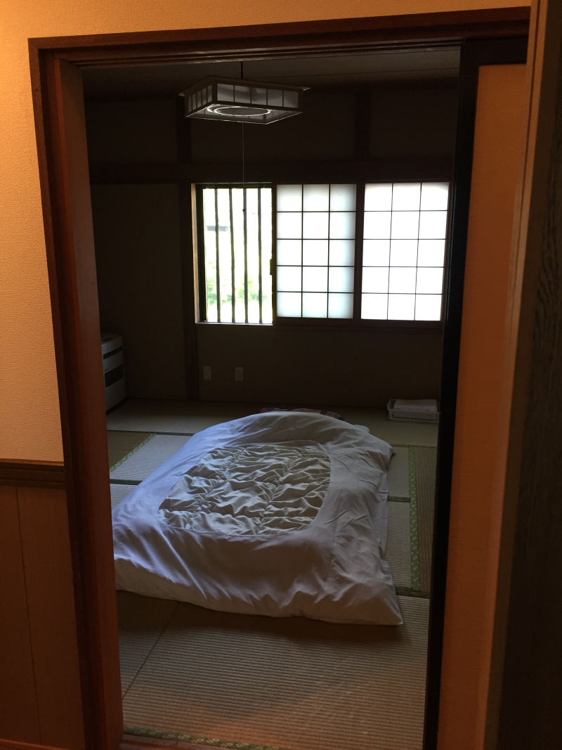 Traditional Japanese room with futon